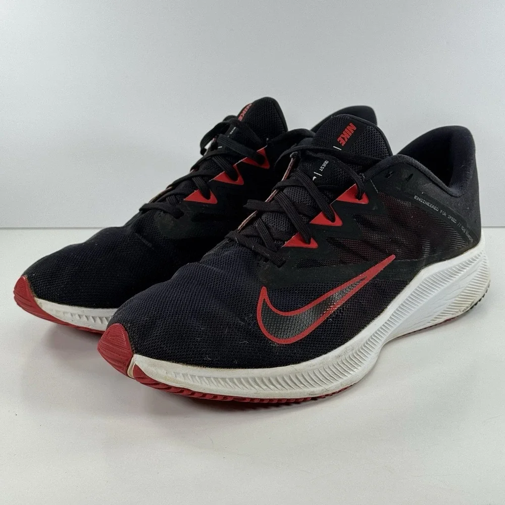Nike Quest 3‎ Black University Red Sneakers Athletic Running Shoes Men's Size 13